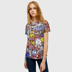 Женская футболка 3D Цветной прикольный паттерн - фото 2