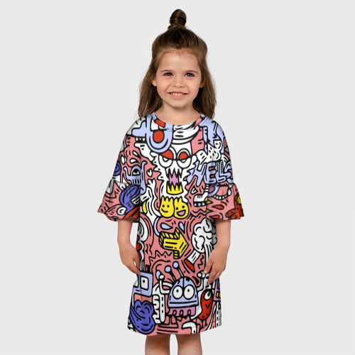 Детское платье 3D Цветной прикольный паттерн, цвет 3D печать - фото 4