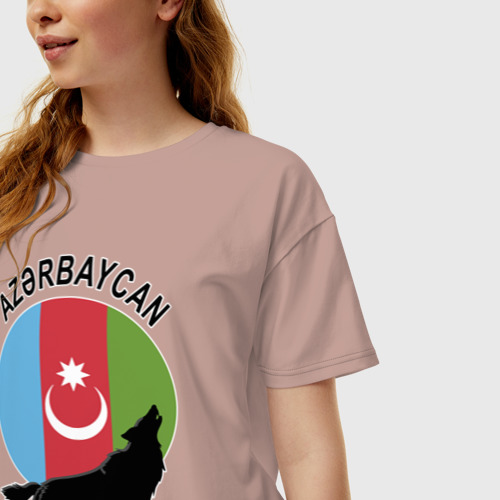 Женская футболка хлопок Oversize с принтом Азербайджан, фото на моделе #1