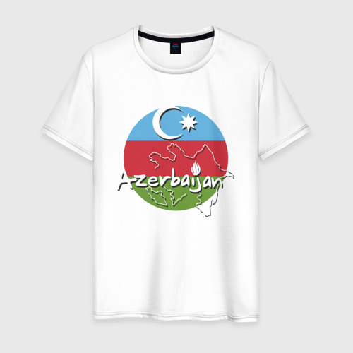 Мужская футболка хлопок Азербайджан, цвет белый