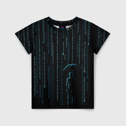 Детская футболка 3D Двоичный дождь, матрица