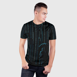 Мужская футболка 3D Slim Двоичный дождь, матрица - фото 2