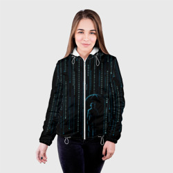 Женская куртка 3D Двоичный дождь, матрица - фото 2