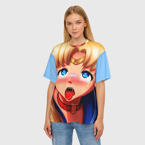 Женская футболка oversize 3D Sailor moon ahegao, цвет 3D печать - фото 3