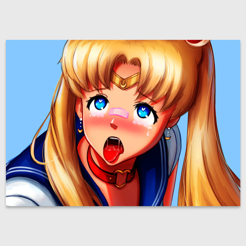 Поздравительная открытка Sailor moon ahegao, цвет белый