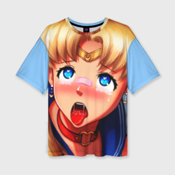 Женская футболка oversize 3D Sailor moon ahegao