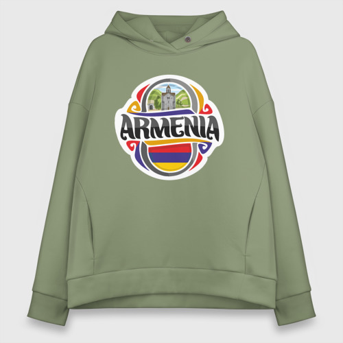 Женское худи Oversize хлопок Армения, цвет авокадо