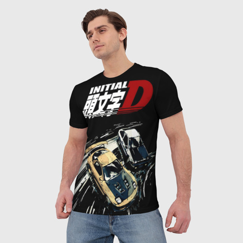 Мужская футболка 3D Initial D две машины, цвет 3D печать - фото 3