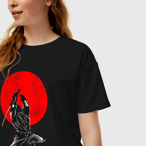 Женская футболка хлопок Oversize Samurai, цвет черный - фото 3