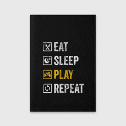 Обложка для паспорта матовая кожа Eat. Sleep. Play. Repeat