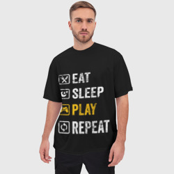 Мужская футболка oversize 3D Eat. Sleep. Play. Repeat - фото 2