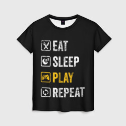 Женская футболка 3D Eat. Sleep. Play. Repeat