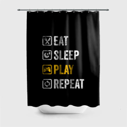 Штора 3D для ванной Eat. Sleep. Play. Repeat