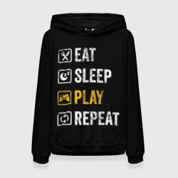 Женская толстовка 3D Eat. Sleep. Play. Repeat