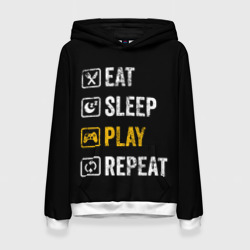 Женская толстовка 3D Eat. Sleep. Play. Repeat
