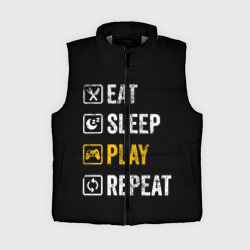 Женский жилет утепленный 3D Eat. Sleep. Play. Repeat