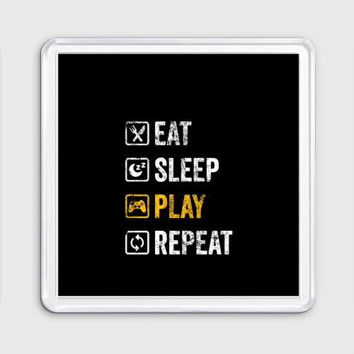 Магнит 55*55 Eat. Sleep. Play. Repeat