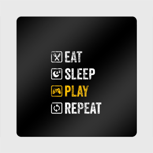 Магнит виниловый Квадрат Eat. Sleep. Play. Repeat