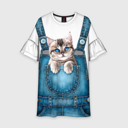 Котенок в кармане – Детское платье 3D с принтом купить