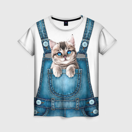 Женская футболка 3D Котенок в кармане, цвет 3D печать