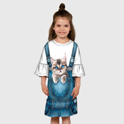 Детское платье 3D Котенок в кармане - фото 2
