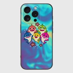 Чехол для iPhone 16 Pro силиконовый с защитой камеры Baby Shark