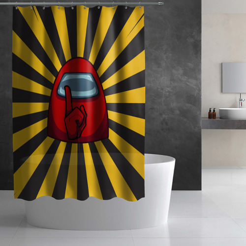 Штора 3D для ванной Among Us red Амонг Ас Ред - фото 3