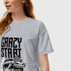 Женская футболка хлопок Oversize Crazy start - фото 2