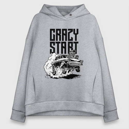 Женское худи Oversize хлопок Crazy start, цвет меланж