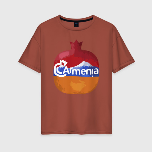 Женская футболка хлопок Oversize Армения, цвет кирпичный