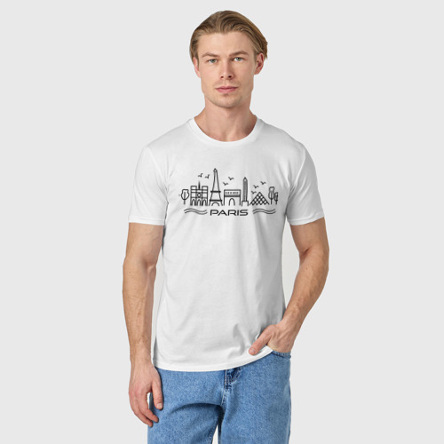 Мужская футболка хлопок Paris Seine LineArt, цвет белый - фото 3