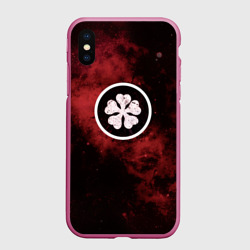 Чехол для iPhone XS Max матовый Эмблема Черного клевера на космическом фоне