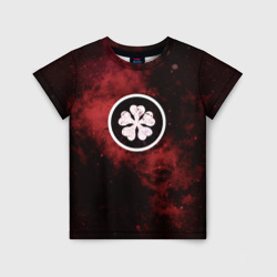 Детская футболка 3D Эмблема Черного клевера на космическом фоне