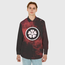 Мужская рубашка oversize 3D Эмблема Черного клевера на космическом фоне - фото 2