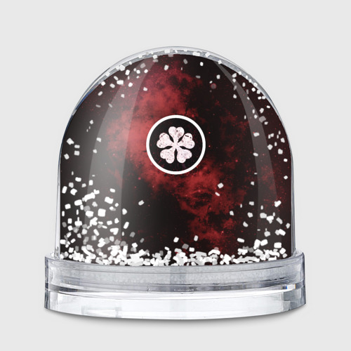 Игрушка Снежный шар Эмблема Черного клевера на космическом фоне