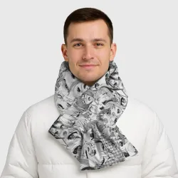 Шарф-пуховик 3D Ahegao monochrome паттерн - фото 2