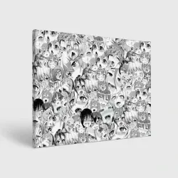 Холст прямоугольный Ahegao monochrome паттерн