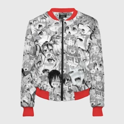 Женский бомбер 3D Ahegao monochrome паттерн