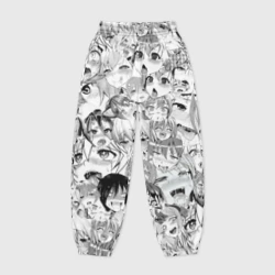 Женские джоггеры оверсайз 3D Ahegao monochrome паттерн