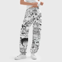 Женские джоггеры оверсайз 3D Ahegao monochrome паттерн - фото 2