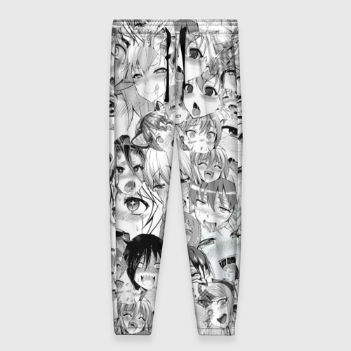 Женские брюки 3D с принтом Ahegao monochrome, вид спереди #2