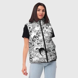 Женский жилет утепленный 3D Ahegao monochrome паттерн - фото 2
