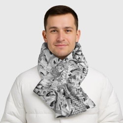 Шарф-пуховик 3D Ahegao monochrome паттерн - фото 2