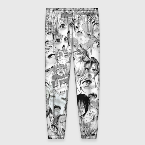 Женские брюки 3D с принтом Ahegao monochrome, вид сзади #1