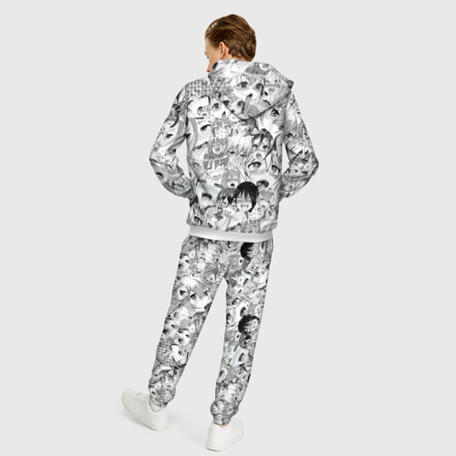 Мужской 3D костюм с принтом Ahegao monochrome, вид сзади #2