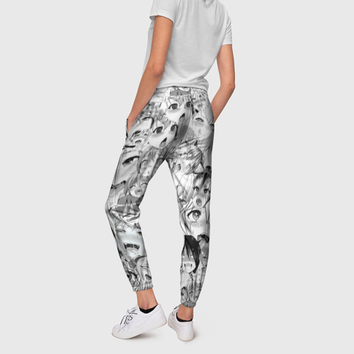 Женские брюки 3D с принтом Ahegao monochrome, вид сзади #2