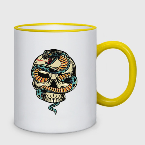 Кружка двухцветная Snake & Skull, цвет Кант желтый - фото 2