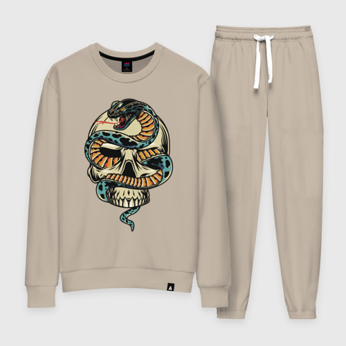 Женский костюм хлопок Snake & Skull, цвет миндальный