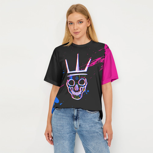 Женская футболка oversize 3D Watch Dogs Legion skull, цвет 3D печать - фото 5