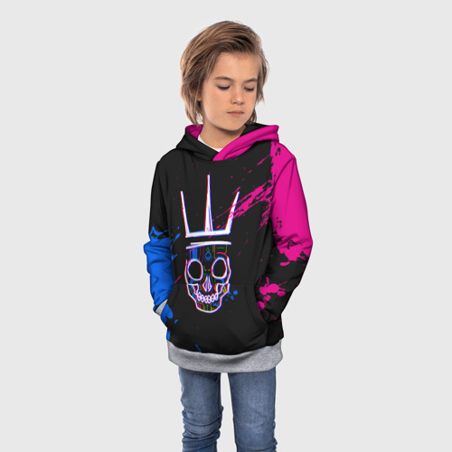 Детская толстовка 3D Watch Dogs Legion skull, цвет меланж - фото 3